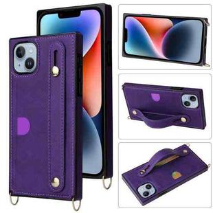 For iPhone 14 Crossbody Lanyard Shockproof Protective Phone Case (Purple)