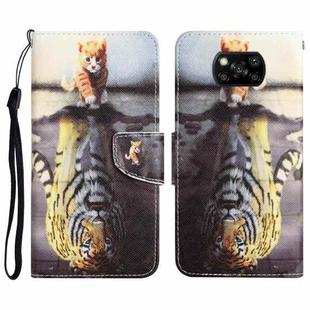 For Xiaomi Poco X3 NFC Colored Drawing Leather Phone Case(Tiger)