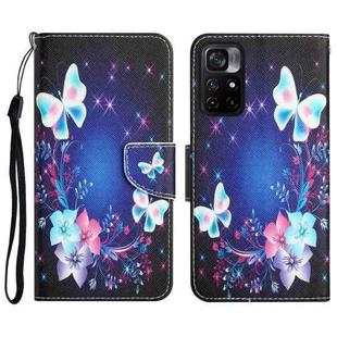 For Xiaomi Poco M4 Pro 5G Colored Drawing Leather Phone Case(Butterfly)