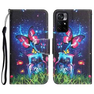 For Xiaomi Poco M4 Pro 5G Colored Drawing Leather Phone Case(Bottle Butterfly)
