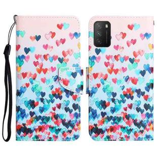 For Xiaomi Poco M3 Colored Drawing Leather Phone Case(Heart)