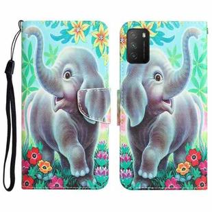 For Xiaomi Poco M3 Colored Drawing Leather Phone Case(Elephant)