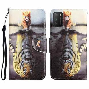For Xiaomi Poco M3 Colored Drawing Leather Phone Case(Tiger)