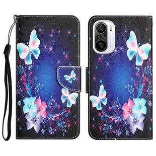 For Xiaomi Poco F3 Colored Drawing Leather Phone Case(Butterfly)