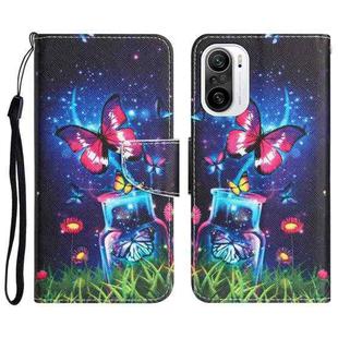 For Xiaomi Poco F3 Colored Drawing Leather Phone Case(Bottle Butterfly)