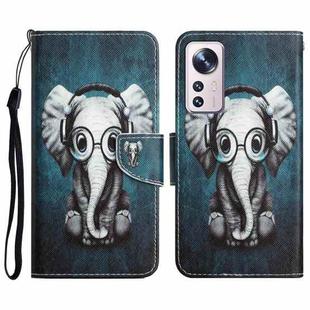 For Xiaomi 12 Lite Colored Drawing Leather Phone Case(Earphone Elephant)