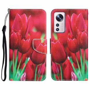 For Xiaomi 12 Lite Colored Drawing Leather Phone Case(Tulips)