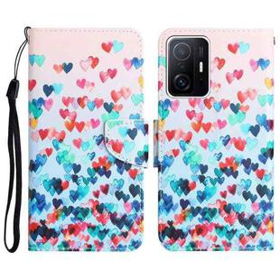 For Xiaomi 11T Colored Drawing Leather Phone Case(Heart)