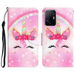 For Xiaomi 11T Colored Drawing Leather Phone Case(Unicorn)
