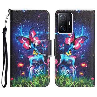 For Xiaomi 11T Colored Drawing Leather Phone Case(Bottle Butterfly)