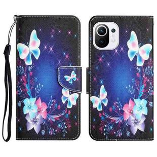 For Xiaomi Mi 11 Lite Colored Drawing Leather Phone Case(Butterfly)