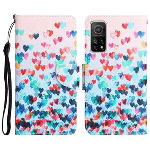 For Xiaomi Mi 10T 5G Colored Drawing Leather Phone Case(Heart)