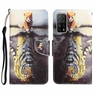 For Xiaomi Mi 10T 5G Colored Drawing Leather Phone Case(Tiger)