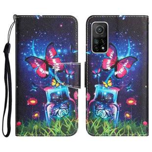 For Xiaomi Mi 10T 5G Colored Drawing Leather Phone Case(Bottle Butterfly)