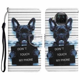 For Xiaomi Mi 10T Lite 5G Colored Drawing Leather Phone Case(Black Dog)