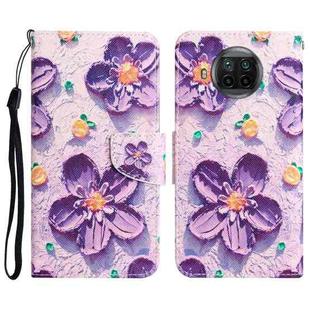 For Xiaomi Mi 10T Lite 5G Colored Drawing Leather Phone Case(Purple Flower)