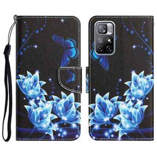 For Xiaomi Redmi Note 11 5G Colored Drawing Leather Phone Case(Blue Butterfly)