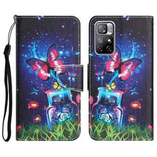 For Xiaomi Redmi Note 11 5G Colored Drawing Leather Phone Case(Bottle Butterfly)
