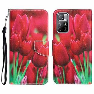 For Xiaomi Redmi Note 11 5G Colored Drawing Leather Phone Case(Tulips)