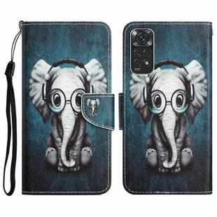 For Xiaomi Redmi Note 11 Global Colored Drawing Leather Phone Case(Earphone Elephant)