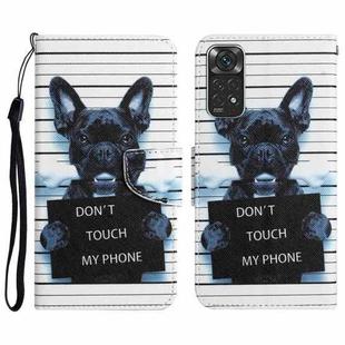 For Xiaomi Redmi Note 11 Global Colored Drawing Leather Phone Case(Black Dog)