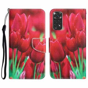 For Xiaomi Redmi Note 11 Global Colored Drawing Leather Phone Case(Tulips)