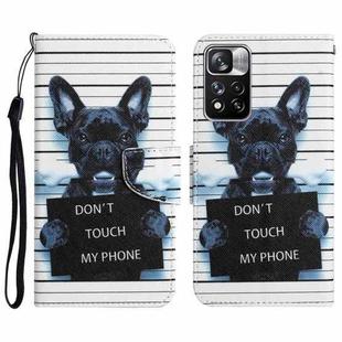 For Xiaomi Redmi Note 11 Pro 5G Colored Drawing Leather Phone Case(Black Dog)