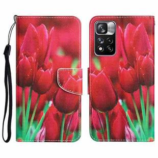 For Xiaomi Redmi Note 11 Pro 5G Colored Drawing Leather Phone Case(Tulips)