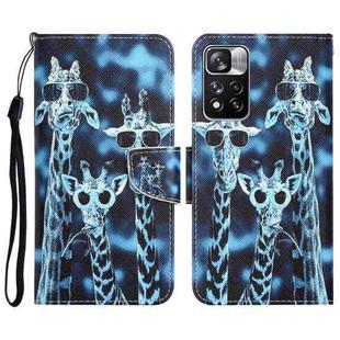 For Xiaomi Redmi Note 11 Pro 5G Colored Drawing Leather Phone Case(Giraffes)