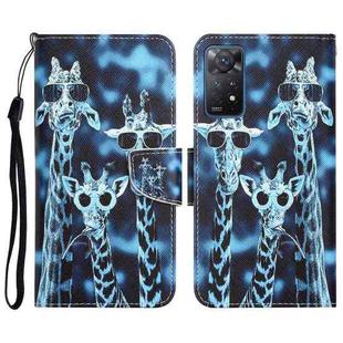 For Xiaomi Redmi Note 11 Pro Global Colored Drawing Leather Phone Case(Giraffes)