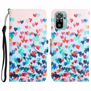 For Xiaomi Redmi Note 10 4G Colored Drawing Leather Phone Case(Heart)