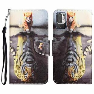 For Xiaomi Redmi Note 10 5G Colored Drawing Leather Phone Case(Tiger)