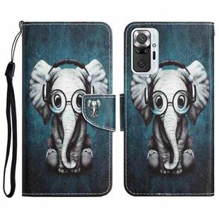 For Xiaomi Redmi Note 10 Pro 4G Colored Drawing Leather Phone Case(Earphone Elephant)