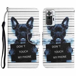 For Xiaomi Redmi Note 10 Pro 4G Colored Drawing Leather Phone Case(Black Dog)