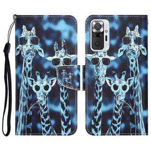 For Xiaomi Redmi Note 10 Pro 4G Colored Drawing Leather Phone Case(Giraffes)