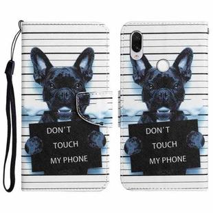 For Xiaomi Redmi Note 7 / 7 Pro Colored Drawing Leather Phone Case(Black Dog)