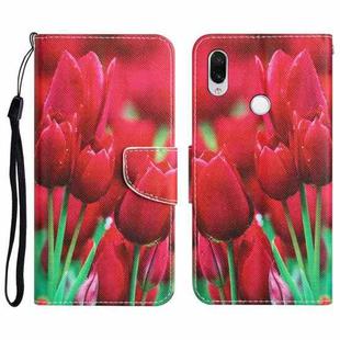 For Xiaomi Redmi Note 7 / 7 Pro Colored Drawing Leather Phone Case(Tulips)