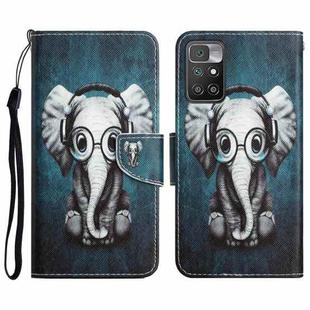 For Xiaomi Redmi 10 Colored Drawing Leather Phone Case(Earphone Elephant)