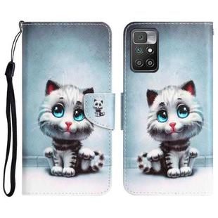 For Xiaomi Redmi 10 Colored Drawing Leather Phone Case(Blue Eyes)