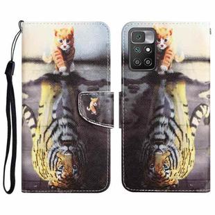 For Xiaomi Redmi 10 Colored Drawing Leather Phone Case(Tiger)