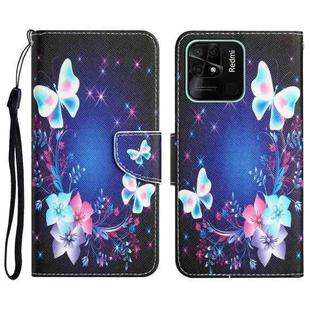 For Xiaomi Redmi 10C Colored Drawing Leather Phone Case(Butterfly)