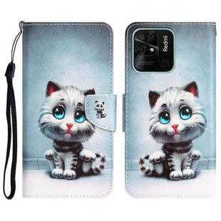 For Xiaomi Redmi 10C Colored Drawing Leather Phone Case(Blue Eyes)