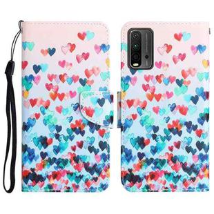 For Xiaomi Redmi 9T Colored Drawing Leather Phone Case(Heart)