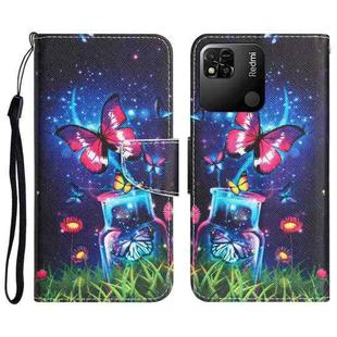 For Xiaomi Redmi 9C / 10A Colored Drawing Leather Phone Case(Bottle Butterfly)