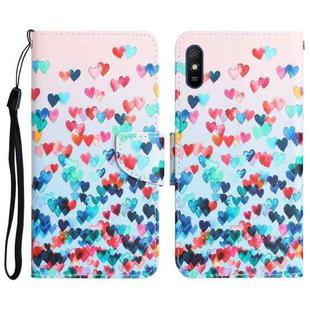 For Xiaomi Redmi 9A Colored Drawing Leather Phone Case(Heart)