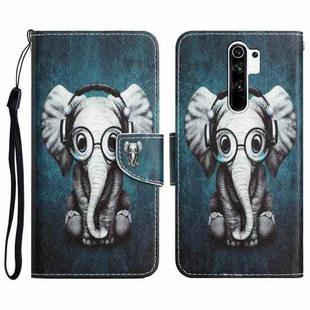 For Xiaomi Redmi 9 Colored Drawing Leather Phone Case(Earphone Elephant)