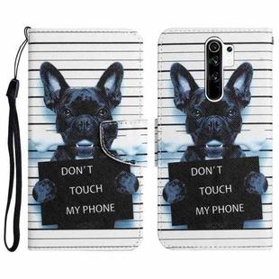 For Xiaomi Redmi 9 Colored Drawing Leather Phone Case(Black Dog)