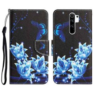 For Xiaomi Redmi 9 Colored Drawing Leather Phone Case(Blue Butterfly)