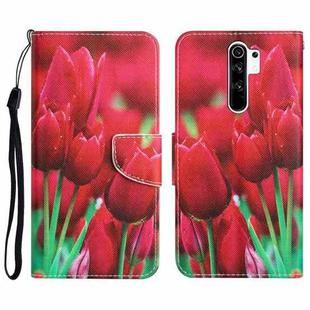 For Xiaomi Redmi 9 Colored Drawing Leather Phone Case(Tulips)