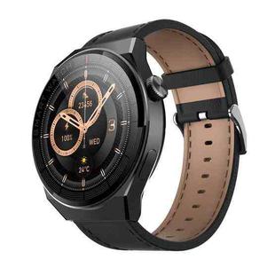 GW69 Plus Smart Watch, Support BT Call / Heart Rate / Blood Pressure / Blood Oxygen(Black + Leather Strap Black)